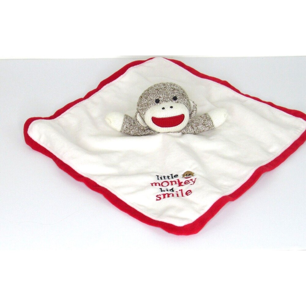 Baby Starters Sock Monkey Lovey Rattle Security Blanket Little Monkey Big Smile